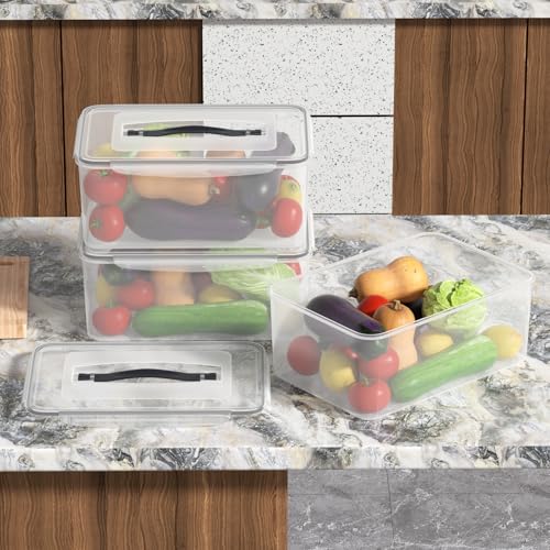 4 Pack Airtight Clear Plastic Food Storage Containers, 15 Quart | Plastic Box with Sealed Lid for Refrigerator Organization, Dry Goods Storage, Dough Proofing, Marinated Meat