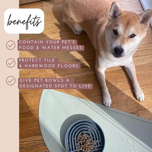 Should We Go? Waterproof Silicone Dog Food Mat – Large Size Non-Slip Pet Bowl Mat, Raised Edge Design, Easy-to-Clean Pet Food Placemat for Dog & Cat Bowls, 28" Across x 14" Deep - Honey - color: Honey, size: Large