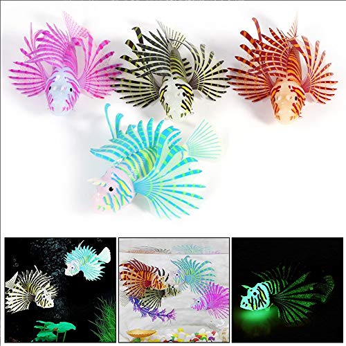 Yosoo Artificial Glowing Lion Fish Luminous Fake Fish Aquarium Fish Floating Ornament Simulation Fish for Fish Decoration (Red)