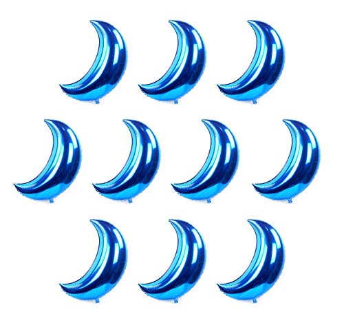 10 Pcs 20 Inches Moon Balloons Foil Balloons Mylar Balloons for Birthday Wedding Baby Shower Party Decorations (Blue) - color: Blue