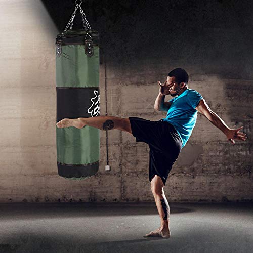 Unfilled Punching Bag, Boxing Set with Ceiling Hook Steel Chain Hand Wraps for Home Gym Muay Thai, MMA, Taekwondo Martial Arts Training