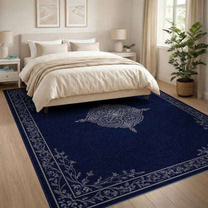 8'x10' Blue Deep Medallion Prayer Design Washable Area Rug - color: Blue/Pattern 12, size: 8' x 10' (Rectangular)