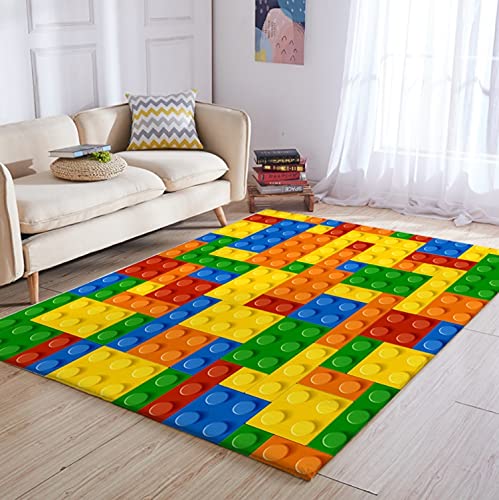 Toy Print Kids Carpet Dot Building Blocks Rugs For Bedroom Boy 3D Carpet Colorful Bricks Game Living Room Carpet Cartoon carpet machine washable (Size : 120x120cm (47x47inch))
