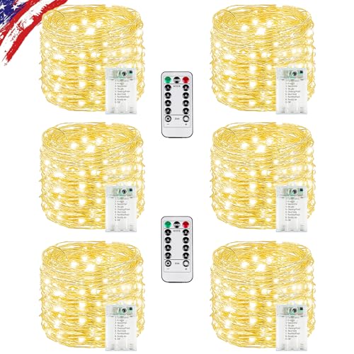 6 Pack Fairy Lights Battery Operated Twinkle Lights Remote Warm White - color: Warm White, size: 6PK 360LED With Remote
