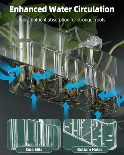 Pawfly Clear Acrylic Aquarium Plant Holder for Fish Tanks, 3 Slots Top Hanging Fish Tank Planting Holder with Hook, Adjustable Aquarium Planter Cup, Plant Pot for Water Feature Decoration - size: 1 Pcs 3 Slots