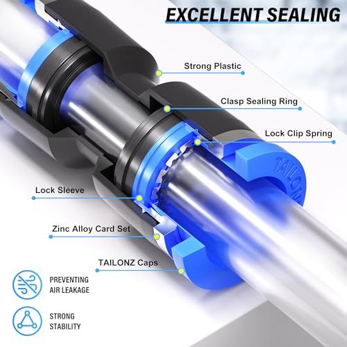 TAILONZ PNEUMATIC 12mm od Push to Connect Fittings Pneumatic Fittings Kit 5 Spliters+5 Elbows+5 tee+5 Straight (20 pcs) - color: Blue, size: 12MM OD/20PCS