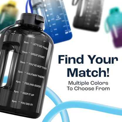 AQUAFIT 1 Gallon Water Bottle with Motivational Quotes - color: Gray, size: 128 Ounces