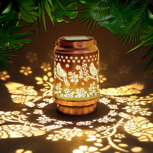 Cardinal Gifts for Woman Mom Cardinal Solar Lanterns Outdoor Waterproof - Metal Hanging Garden Decor with Red Bird, Memorial Sympathy Gift for Grandma, LED Yard Art for Patio Porch Pathway - color: Cardinal