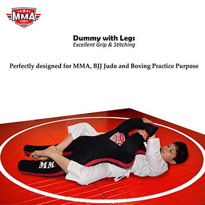 Kids Grappling Standing Dummy - Unfilled – Wrestling, Jiu-Jitsu, MMA Training Dummy with Moveable Arms and Legs – Durable Polyester Fabric - color: Black-Stand, size: 4 ft-49 Inch