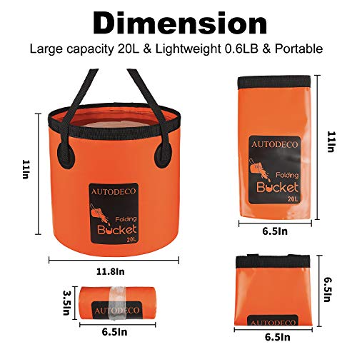 Collapsible Bucket 5 Gallon Container Folding Water Bucket Portable Wash Basin 20L - color: Orange