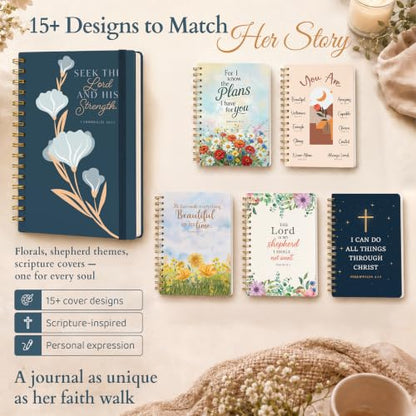 Hardcover Blank Christian Notebook – Multiple Designs – 140 Quality Pages – Seek the Lord (1 Chronicles 16:11) - color: Blue