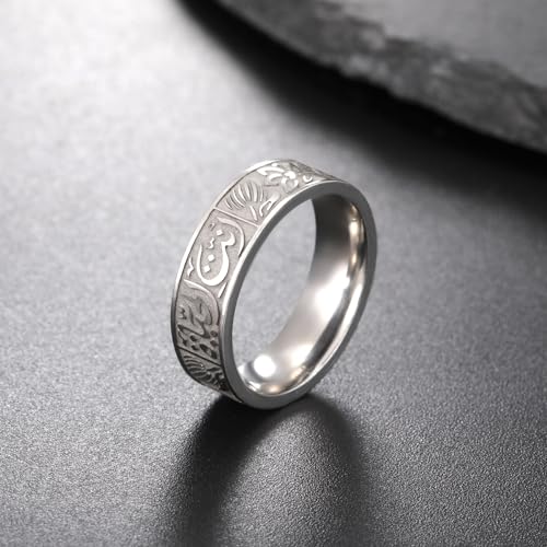 VASSAGO Stainless Steel Rings for Men Women Trendy Muslim Allah Ring Islam Arabic Shahada Ring Jewelry Gifts - color: silver, size: 10