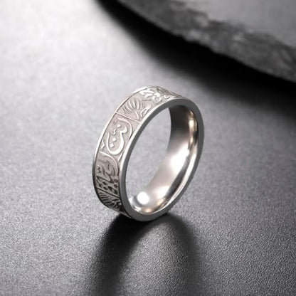 VASSAGO Stainless Steel Rings for Men Women Trendy Muslim Allah Ring Islam Arabic Shahada Ring Jewelry Gifts - color: silver, size: 10