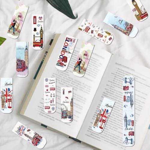 Wxiben London Magnetic Bookmark Gifts - 48PCS British Magnetic Bookmarks UK England Travel Book Marks Magnets Page Marker Clip for Women Travel Students Teacher Reading London Lover Souvenirs Gift - style: London