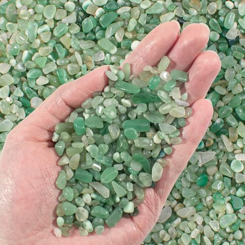 0.5 Lb/230g Green Aventurine Crystal Chips Bulk Crushed Stones, Natural Gemstones Jade Pebbles Marbles Tumbled Healing Crushed Quartz for Vase Fillers, Aquarium Gravel Rocks and Home Decoration - color: Green Jade, size: 0.5 LB