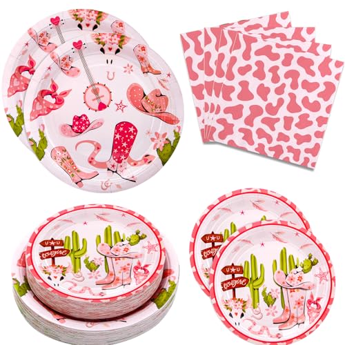 180PCS Cowgirl Paper Plates and Napkins Party Supplies Serve 60 - style: Cowgirl