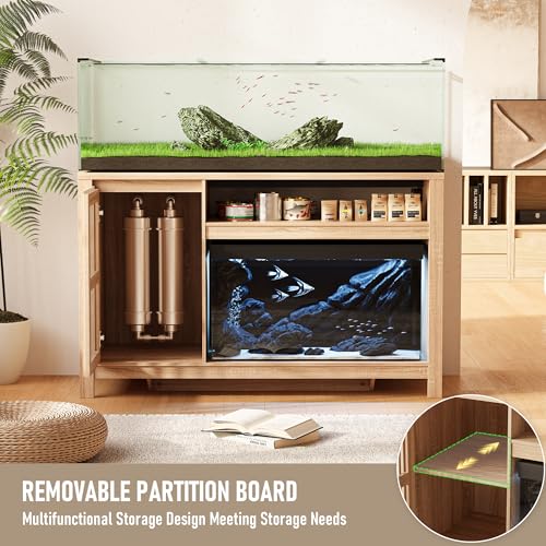 55-75 Gallon Fish Tank Stand with Power Outlet, Aquarium Stand with Cabinet, Heavy Duty Reptile Tank Stand Table for Fish Accessories Storage for Reptile Tank, Turtle, Reptil Terrarium