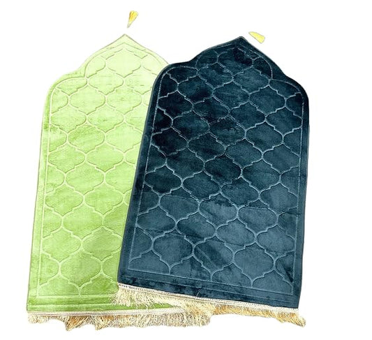 Soft Thick Prayer Rug Mat - Anti-Slip Bottom, Tassel Design, Plush Comfort, Hot Melt Embossing Durable Beautiful Allah Muslim Durable Ramzan Eid Hajj (Hunter Green, 45x26) - color: Hunter Green