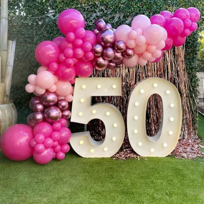 Shades of Pink Balloons 12 Inch, Hot Pearl Light Pastel Baby Dark Bright Pink Sand Latex Balloons with Metallic Magenta Pink Confetti Balloon for Princess Theme Birthday Wedding Bridal Shower Party - color: Magenta Pink