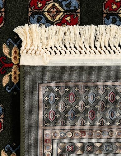 Rugs.com Bokhara Collection Rug – 6 Ft Runner Dark Green Medium-Pile Rug Perfect for Hallways, Entryways - color: Dark Green, size: 2' x 6' Runner