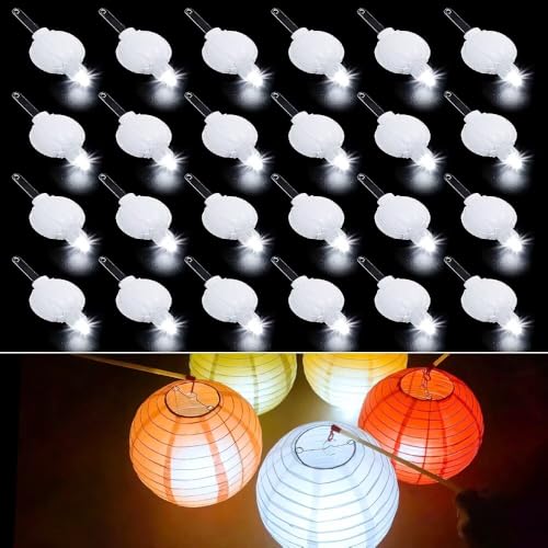 24 Pack Mini LED Lights for Paper Lanterns, White Hanging Lights - color: White, size: 24P