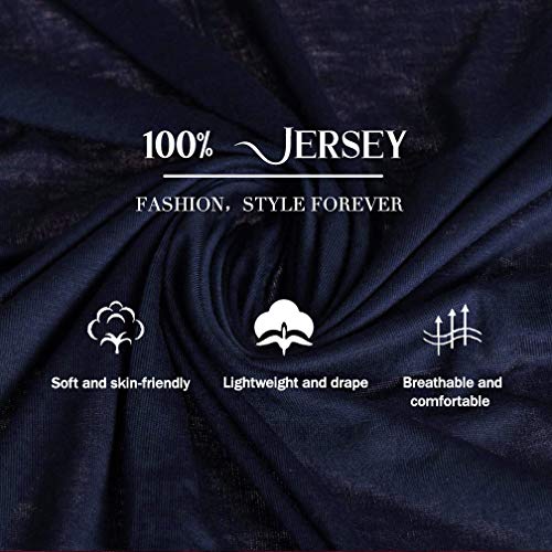 Soft Stretch Head Wrap Scarfs Long Turban Head Wrap Tie for Women - color: Navy Blue