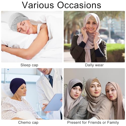 XEPST 4 PCS Hijab Undercap for Women, Islamic Muslim Under Hijab Cap Cross Turban Underscarf Solid Color Undercap Bonnet Inner Head Scarf Head Wraps Hair Turbans for Women Chemo Headwear Sleep Cap