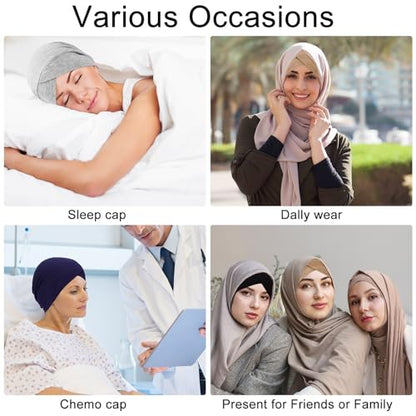 XEPST 4 PCS Hijab Undercap for Women, Islamic Muslim Under Hijab Cap Cross Turban Underscarf Solid Color Undercap Bonnet Inner Head Scarf Head Wraps Hair Turbans for Women Chemo Headwear Sleep Cap