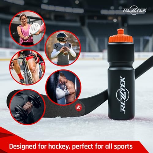 Hockey Water Bottle 25 oz with Short Spout – BIO-Based Plastic Bottle | Sports Water Bottle with Screw Cap – Squeeze Hockey Bottle for Rink, Gym & Field – Dishwasher Safe Water Bottle - style: Short Spout