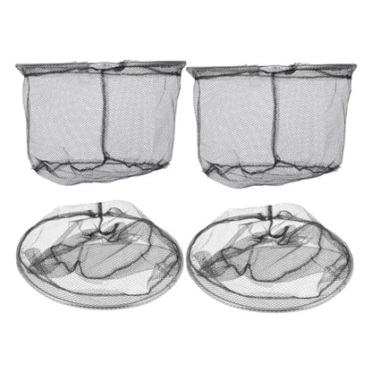 FOMIYES 4pcs Foldable Fishing Net Replacement Heads, Stainless Steel Frame with Black Soft Flexible Mesh, 40cm Round Deep Landing Nets for Freshwater and Saltwater Fishing