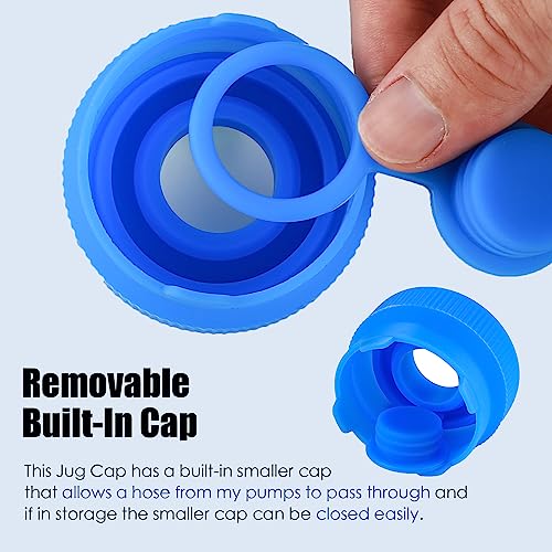 [3-Pack] Water Jug Cap for 2,3,4,5 Gallon Water Bottles with 55mm Standard/Screw/Crown Opening, Food-Grade Silicone Reusable Water Bottle Caps, Leak-Free Water Bottle Dispenser Caps Lids - color: Blue, size: 3 Pack