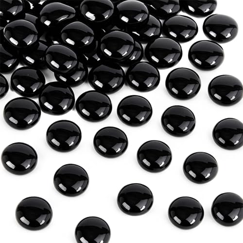 FUTUREPLUSX 1 LB Dark Glass Beads, Flat Marbles for Vase Fillers | Decorative Glass Pebbles, Rocks Fish Tank Aquarium Decor, Table Scatter and DIY Crafts - color: Black