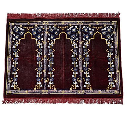 Large Islamic Beautiful Design Prayer Mat Musallah Janamaaz For 3 People-Made In Turkey