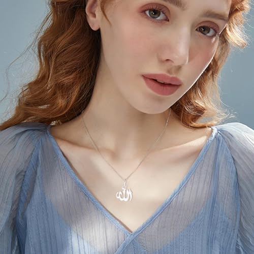UNIFT Islamic Muslim Allah Layered Necklaces For Women Stainless Steel Charm Water Drop Heart Shape Allah Pendant Double Layer Necklace Islamic Jewelry - color: silver 2