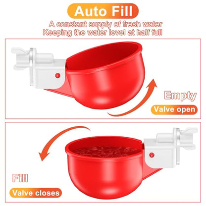 Automatic DIY Chicken Water Cup, Chicken Waterer Cups 6 Pack | Chicken Flock Waterer Cups with 3/8'' Hole Saw for Bucket, Trough, Easy Install