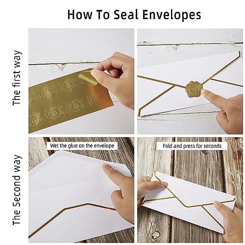 100 Pack #10 Business Envelopes with Gold Stickers, White - color: White