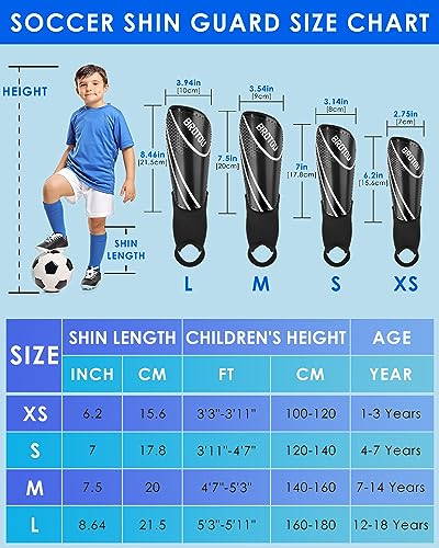 BROTOU Shin Guards Soccer Youth, Soccer Shin Guards for Kids 3-15, Light Weight Adjustable Straps Shin Pads Protection Equipment with Ankle and Leg Calf Protection - color: BLACK, size: Medium