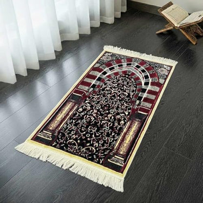 WALL ART ISTANBUL Velvet Muslim Prayer Rug – Elegant Floral Islamic Sajadah for Men & Women, Soft, Foldable Janamaz with Non-Slip Base, Perfect Ramadan & Eid Gift (Mavera)