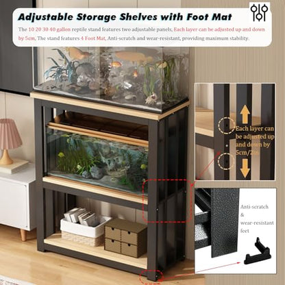 Adjustable Multi-Tier Fish Tank Stand - Heavy-Duty Steel Aquarium Cabinet for Large Tanks & Reptile Terrariums - Versatile Home & Office Display Table - color: #B, size: 60x45x100cm/24x18x39in