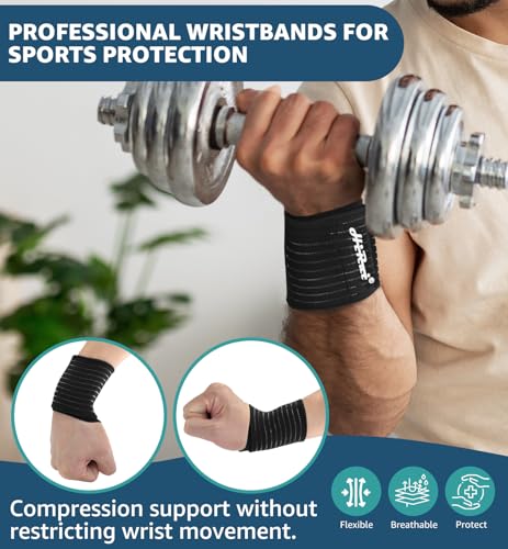 HiRui 2-Pack High-Elastic Wrist Support Straps Wrist Compression Bandage - Wrist Wraps Wristbands for Carpal Tunnel Arthritis Tendonitis Weightlifting Tennis Basketball - Breathable Soft (Black) - color: Black