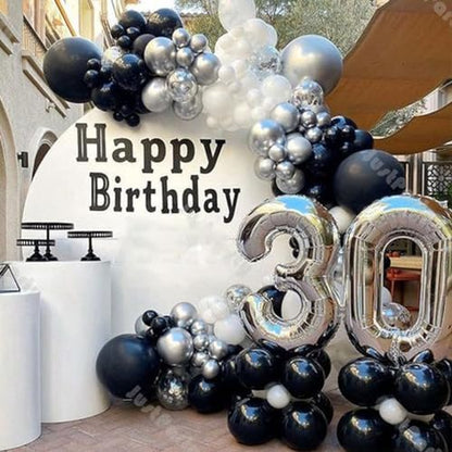 Black and Silver Balloons, Metallic Silver and Black Balloons Pearl Silver Confetti Balloons Party Balloons Chrome Latex Balloons for Kids Adults Birthday Wedding Baby Shower Graduation - color: Black and Silver