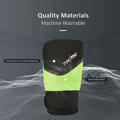MaxxMMA Neoprene Washable Heavy Bag Gloves - Boxing Punching Training - color: Neon Yellow, size: Large-X-Large