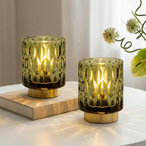 Battery Operated Table Lamp Timer, Small Cordless Lamps Decorative, 2 Green - color: Green, size: 2 Packs