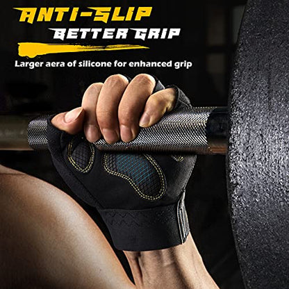 FREETOO Fingerless Workout Gloves for Men,Padded Palm Weight Lifting Gloves | Anti-slip Breathable Lightweight, Palm Protection, Gym Exercise Pull Up Training Calisthenics Sports Fitness - size: X-Large