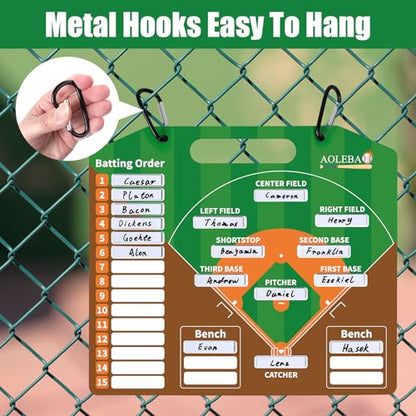 AOLEBA Baseball Lineup Board for Dugout,Dry Erase Magnetic Metal Baseball Clipboard for Coaches - style: Horizontal - Brown