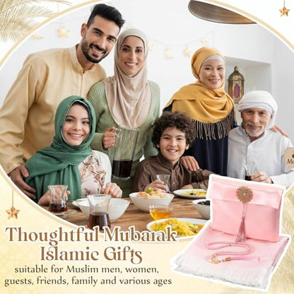 10 Pack Muslim Prayer Rug with Tasbih and Portable Bag Muslim Gift for Women Men Prayers Carpet Mat Mubarak Islamic Gifts Set