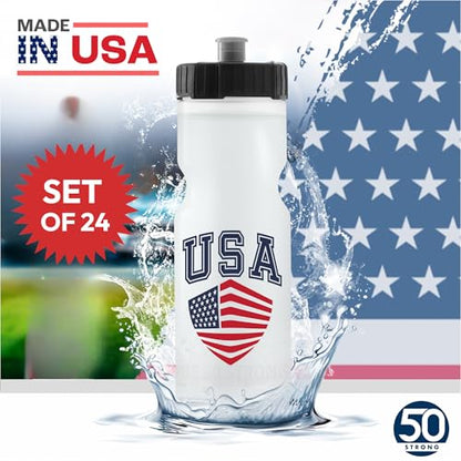 50 Strong | Custom Water Bottles, 24-Pack, 22 oz, Personalized, Logo Ready - color: Custom