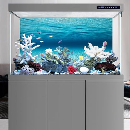 AWERT 72x18 inches Polyester Sunshine Ocean Floor Fish Tank Background Undersea Theme Aquarium Background Underwater Fish Tank Background - size: 72x18in/180x45cm