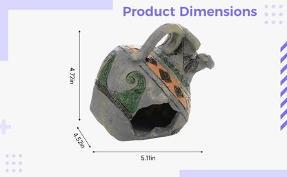 Fish Tank Resin Ornament, Aquarium Simulation Vase, Ancient Style Fish Hideout, 5.1 x 4.5 x 4.7 in / 13 x 11.5 x 12 cm, Safe, Firm, for Fish and Shrimp
