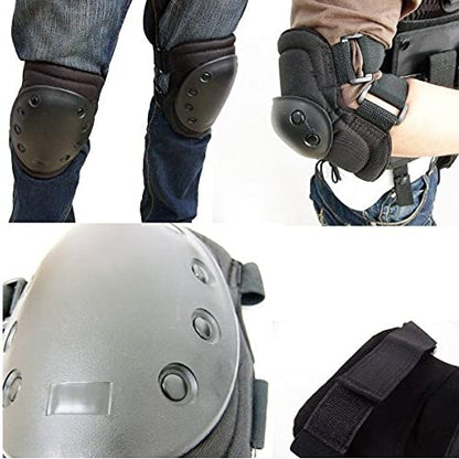 Military Tactical Knee Pad Elbow Pad Set Airsoft Knee Elbow Protective Pads Combat Paintball Skate Outdoor Sports Safety Guard Gear (X shape Black-Set of 4, M-for Adult) - style: X-shape Black,Set of 4